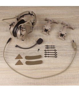 2022 Ver. AMP headsets w V60 PTT combo Tan&Tan